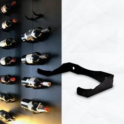 Kit 10 Suportes Garrafa de Vinho Adega Metal Preto Fosco - 3