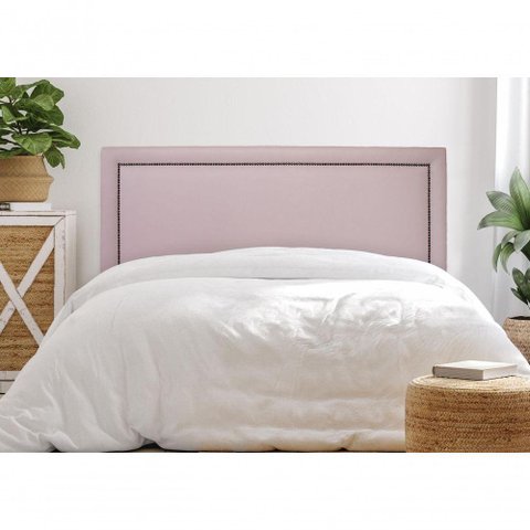 Cabeceira King Reta Luxo 193x60 Courino Rosa - Tachas Fumê