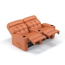 Ver imagem 3 de Sofá 2 Lugares Reclinável Manual em Couro Bovino Cor Goiaba Linha Cinema