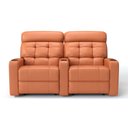 Ver imagem 2 de Sofá 2 Lugares Reclinável Manual em Couro Bovino Cor Goiaba Linha Cinema