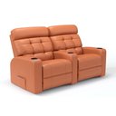 Ver imagem 1 de Sofá 2 Lugares Reclinável Manual em Couro Bovino Cor Goiaba Linha Cinema
