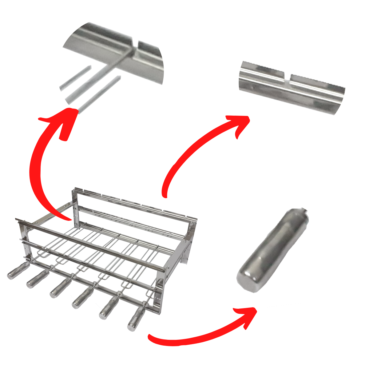 Suporte Inox Kit 6 Espetos - 5