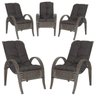 Cadeiras 5Un para Jardim Lazer Edicula Varanda Descanso Fibra e Tramas Napoli Plus Pedra Ferro A21 - 1