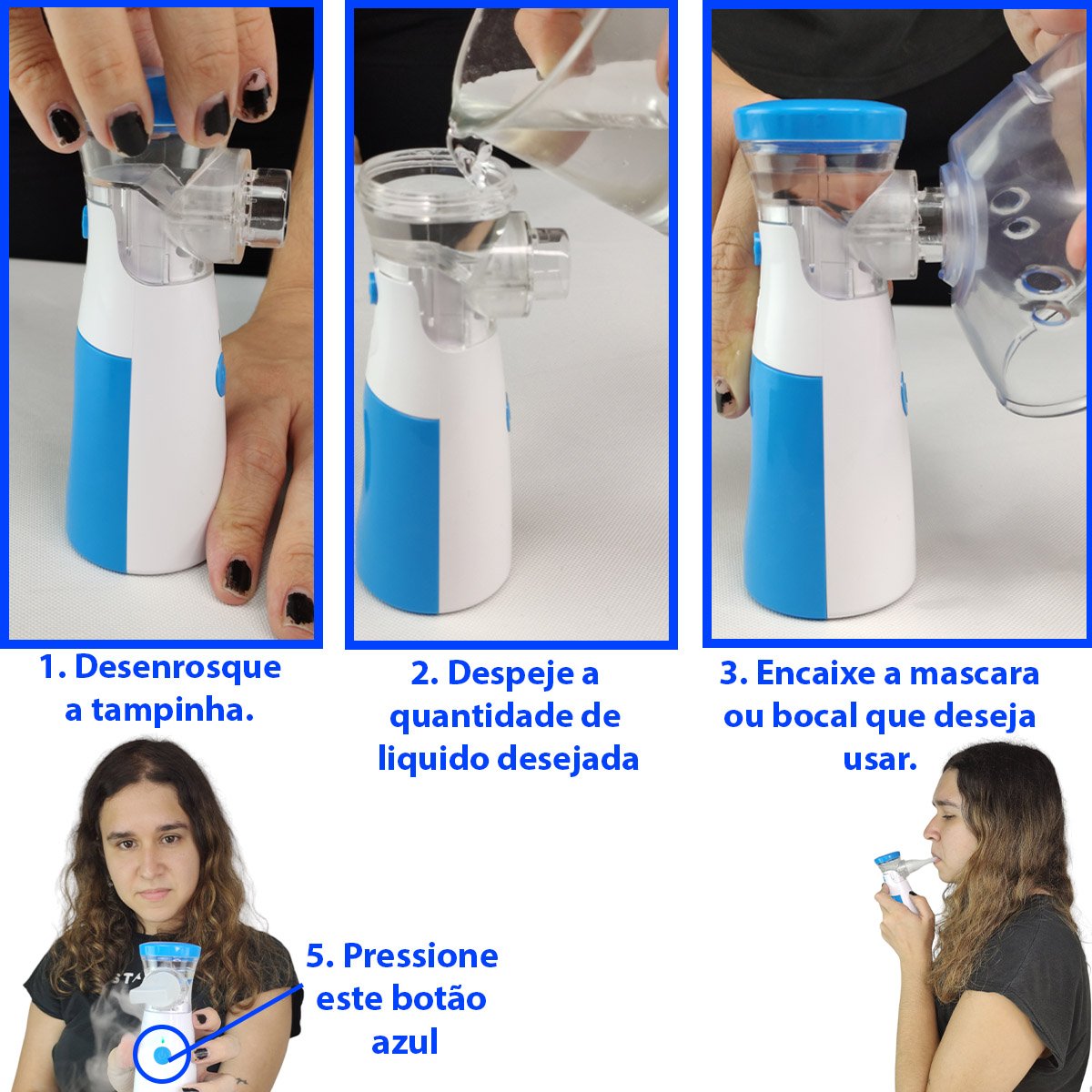 Nebulizador Inalador Silencioso Portátil Ultrassonico S Fio Tratamento Repiratorio Adulto Criança Id - 3