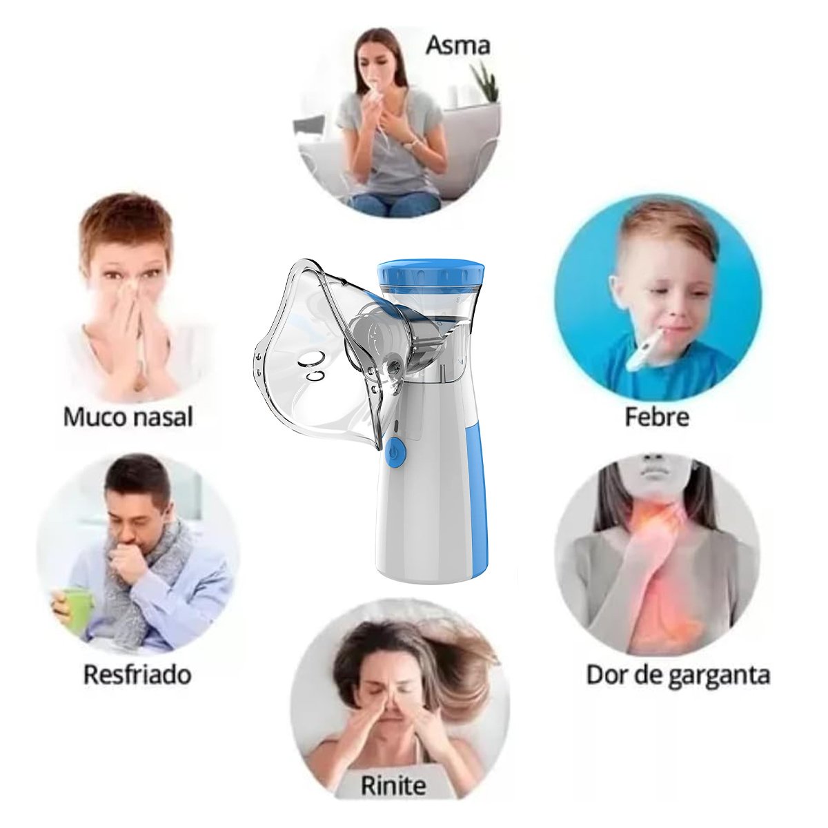 Nebulizador Inalador Silencioso Portátil Ultrassonico S Fio Tratamento Repiratorio Adulto Criança Id - 5