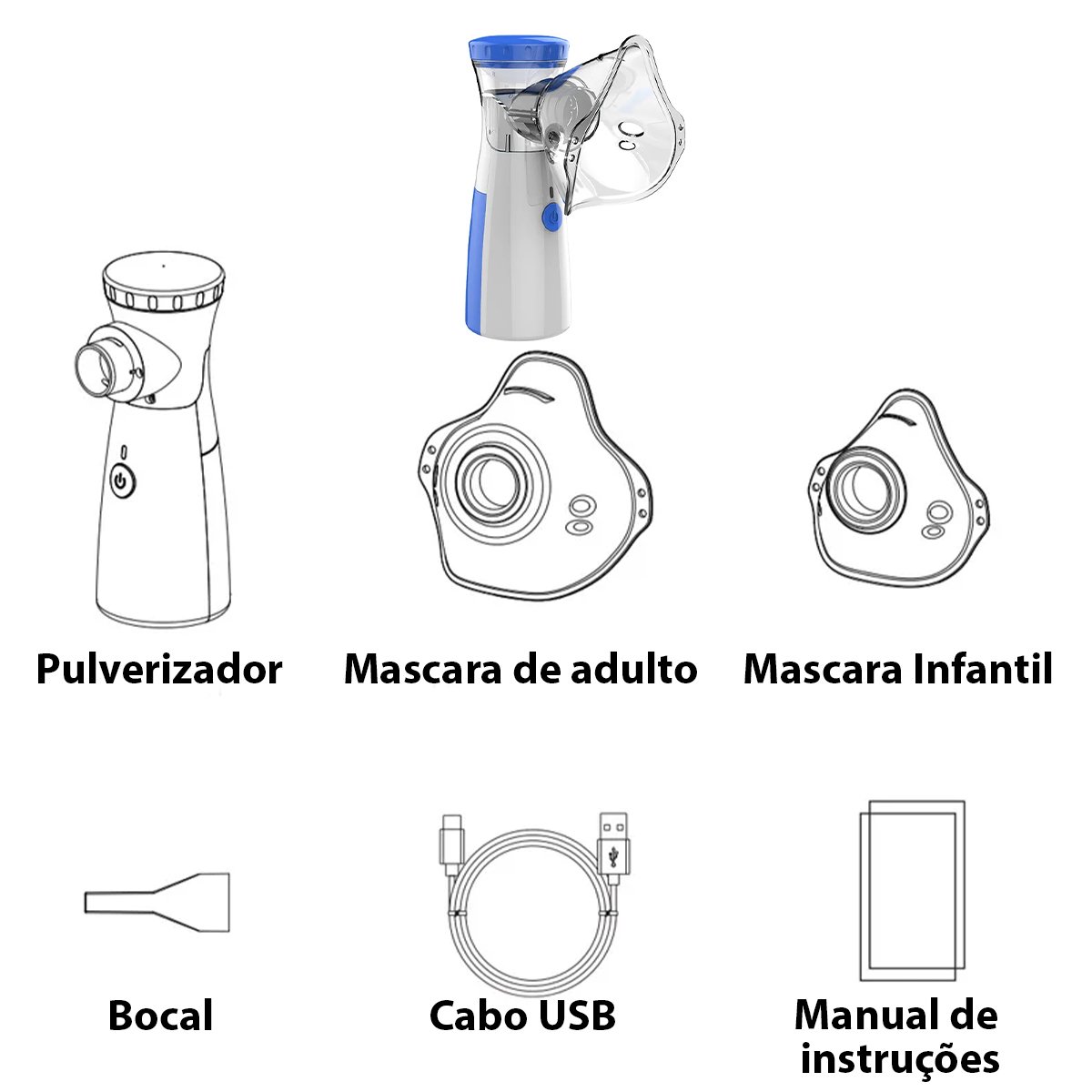 Nebulizador Inalador Silencioso Portátil Ultrassonico S Fio Tratamento Repiratorio Adulto Criança Id - 4