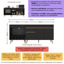 Ver imagem 5 de Kit Balcão de Cozinha para Pia e Balcão para Cooktop/Forno 190cm Veneza Multimóveis MP3777 Preto/
