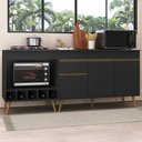 Ver imagem 7 de Kit Balcão de Cozinha para Pia e Balcão para Cooktop/Forno 190cm Veneza Multimóveis MP3777 Preto/