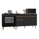 Ver imagem 1 de Kit Balcão de Cozinha para Pia e Balcão para Cooktop/Forno 190cm Veneza Multimóveis MP3777 Preto/
