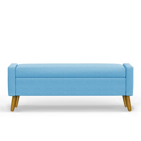 Recamier Bau Londres 1,20m Suede Azul Turquesa - Clique Decor Clique Decorações