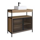 Ver imagem 7 de Gabinete Banheiro 80cm 2 Portas Metal com Cuba e Espelheira Cor:preto com Mel
