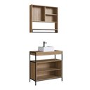Ver imagem 6 de Gabinete Banheiro 80cm 2 Portas Metal com Cuba e Espelheira Cor:preto com Mel