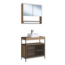 Ver imagem 3 de Gabinete Banheiro 80cm 2 Portas Metal com Cuba e Espelheira Cor:preto com Mel