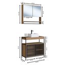Ver imagem 4 de Gabinete Banheiro 80cm 2 Portas Metal com Cuba e Espelheira Cor:preto com Mel