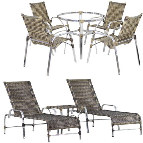 4 Cadeiras e Mesa 2 Espreguiçadeiras e Mesa Capuccino