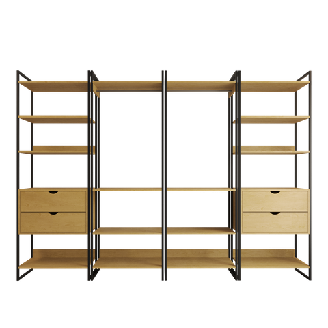 Quatro Modulos para Closet Industrial Ferro Preto Tampo Canela