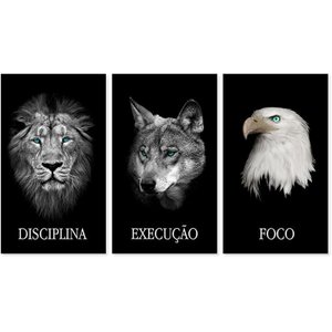 Quadros Decorativos de Pvc Disciplina Execução e Foco Animais - 50 X 75 Cm