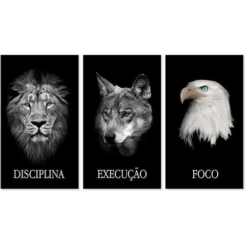 Quadros Decorativos de Pvc Disciplina Execução e Foco Animais - 50 X 75 Cm