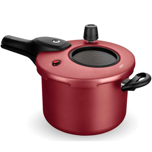 Panela de Pressão Mta Externa Antiaderente c/Visor 4,5L Cereja 6601 - Vermelho
