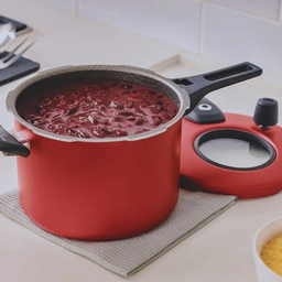 Panela de Pressão Mta Externa Antiaderente c/Visor 4,5L Cereja 6601 - Vermelho - 6