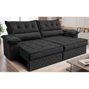 Ver imagem 1 de Sofá Retrátil e Reclinável 2,60m com Molas e Espuma D33 Thunder Velusoft Preto Cama Inbox