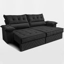 Ver imagem 4 de Sofá Retrátil e Reclinável 2,60m com Molas e Espuma D33 Thunder Velusoft Preto Cama Inbox