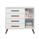 Ver imagem 2 de Cômoda Sapateira Infantil Alice 1 Porta 4 Gavetas Retrô - Bela Móveis:branco