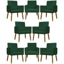 Ver imagem 1 de Kit 8 Poltronas Decorativas Mari Pé Palito Castanho - Verde Suede