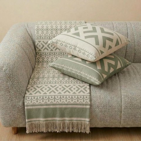 Kit Manta e Almofadas Decorativas para Sofá Imperial Verde Relva - Nexta Casa