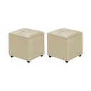 Ver imagem 1 de Kit 2 Puff Baú Decorativo Cristal 40x40 Estofado em Veludo Bege
