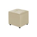 Ver imagem 3 de Kit 2 Puff Baú Decorativo Cristal 40x40 Estofado em Veludo Bege