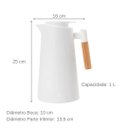 Ver imagem 3 de Garrafa Térmica Design Cabo Madeira Botão Abre Fácil Branca - Vivaflor Decor