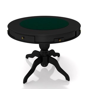 Mesa de Jogos Carteado 4 Lugares Bellagio com Gavetas e Tampo Reversível com Tecido Preto-verde