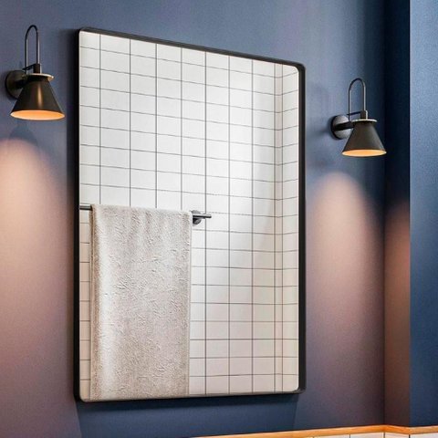 Espelho Decorativo de Parede Piazza Retangular Moldura Metálica Preto Dream Móveis