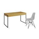 Ver imagem 2 de Escrivaninha Industrial Escritório Malta Canela 137x53cm com 1 Cadeira Eames Eiffel Branca Base Ferr