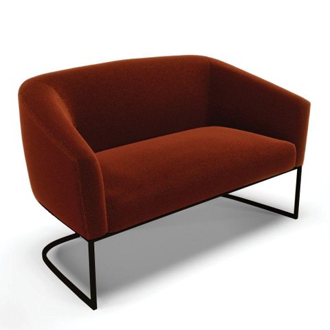 Sofá Namoradeira 2 Lugares Base Industrial Preto Stella Bouclê D03 - D'Rossi Cor Terra
