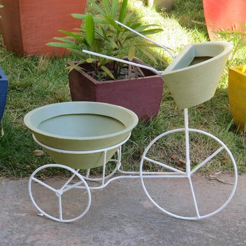 BICICLETA COM VASOS PLANTA TRICICULO JARDIM FLORES BGPLASTICOS BGCI AREIA 001