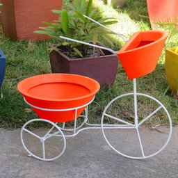 BICICLETA COM VASOS PLANTA TRICICULO JARDIM FLORES BGPLASTICOS BGCI AREIA 001 - 8