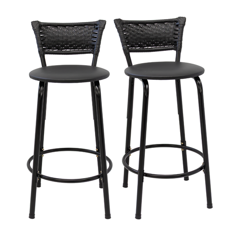 Kit 2 Banquetas para Balcão Cozinha Gourmet Junco Preto Bancada Ilha Banco 60cm Itagold
