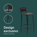 Ver imagem 4 de Kit 2 Banquetas para Balcão Cozinha Gourmet Junco Preto Bancada Ilha Banco 60cm Itagold