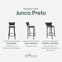 Ver imagem 3 de Kit 2 Banquetas para Balcão Cozinha Gourmet Junco Preto Bancada Ilha Banco 60cm Itagold