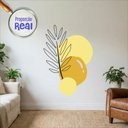 Ver imagem 1 de Adesivo Floral Boho Amarelo Estilo Nórdico 130x90 Minimalista Mod.02