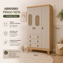 Ver imagem 2 de Kit Guarda Roupa c/ Cômoda Pingo Tela Quarto Bebê MDF Peroba