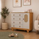 Ver imagem 6 de Kit Guarda Roupa c/ Cômoda Pingo Tela Quarto Bebê MDF Peroba