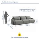 Ver imagem 3 de Sofá Orgânico Retrátil 5 Lugares 300cm Base Madeira Maciça Oxford