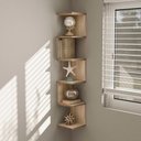 Ver imagem 2 de Prateleira de Canto Lyra 5 Nichos Decorativos Carvalho para Sala Quarto Livros