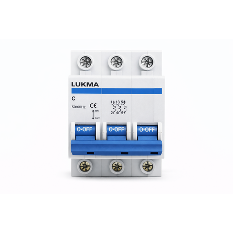 Disjuntor Tripolar 3p Curva C 10a 16a 20a 25a 32a 40a 50a 63a 70a 80a 100a 125a Lukma Trilho Din Mod