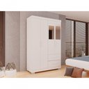 Ver imagem 7 de Guarda-roupa Solteiro 4 Portas 2 Gavetas Estrela Premium com Espelho Salleto Branco