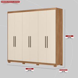 Guarda Roupa Casal 6 Portas e 4 Gavetas Venice - Amêndola Touch/off White - 2