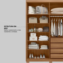 Guarda Roupa Casal 6 Portas e 4 Gavetas Venice - Amêndola Touch/off White - 8